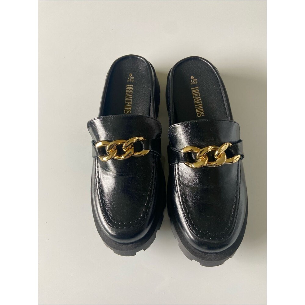 Mule Loafer Dream Pair Black leather Slip on Work Office Shoes nwot
